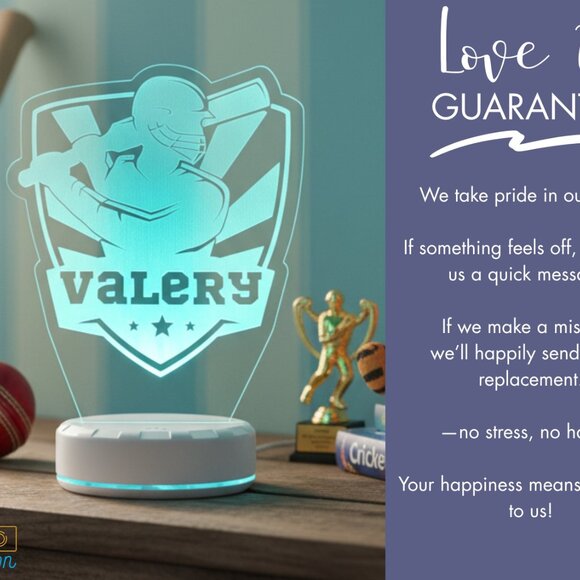 Personalized Cricket LED Night Light Decor - Picture 6 of 8